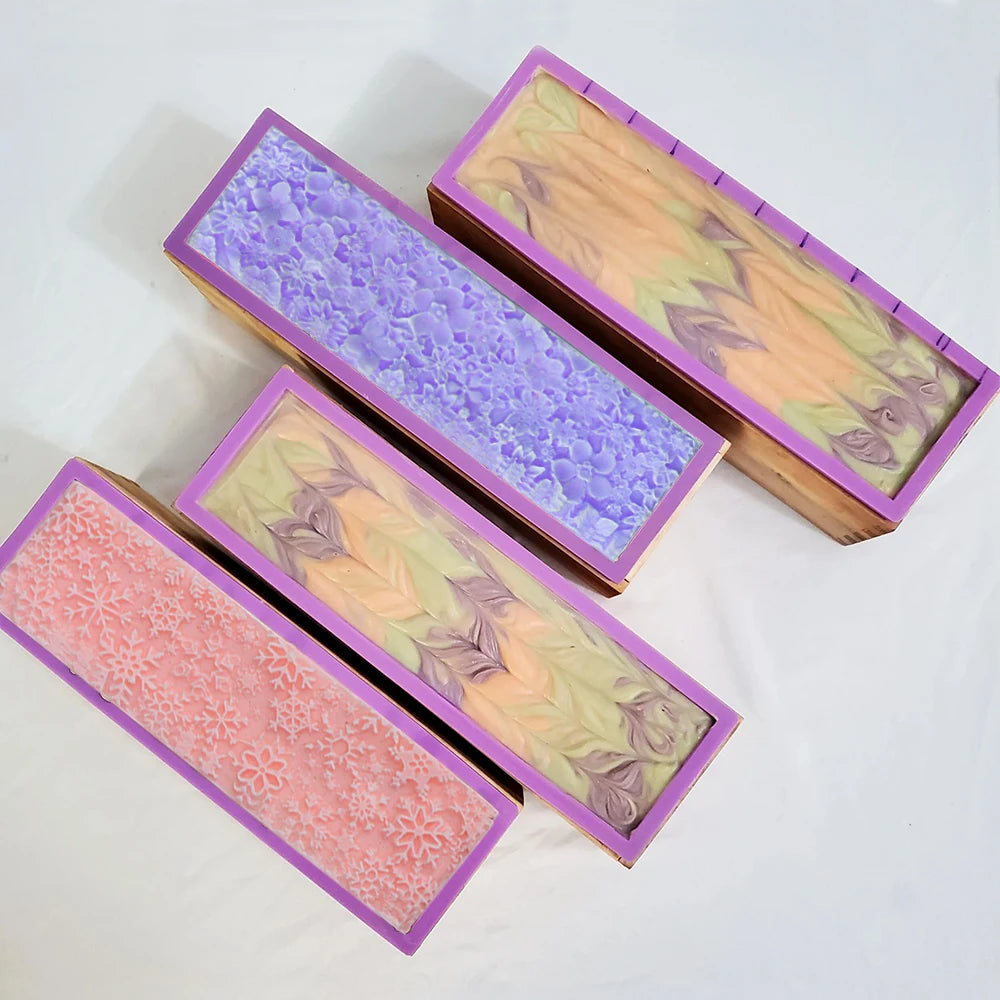 Silicone Wooden Box Soap Mold Making Kit DIY Artistic Soap Making Mold with Flexible Rectangle Floral Flower Embossing Mat