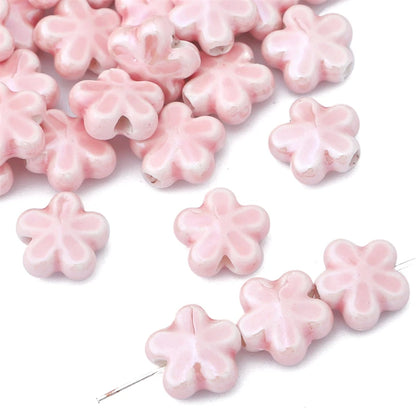 10Pc 12mm Handmade Colorful Flower Shape Ceramic Loose Spacer Beads Charm for Bracelet Necklace Earring DIY Jewerlry Making -