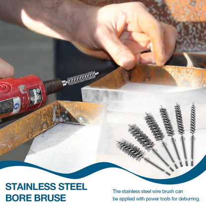 6/12Pcs Stainless Steel Wire Brush,Drilling Cleaning Brush Set, 1/4 Inch Hexagonal Handle, Grinding Polishing Rust Removal To