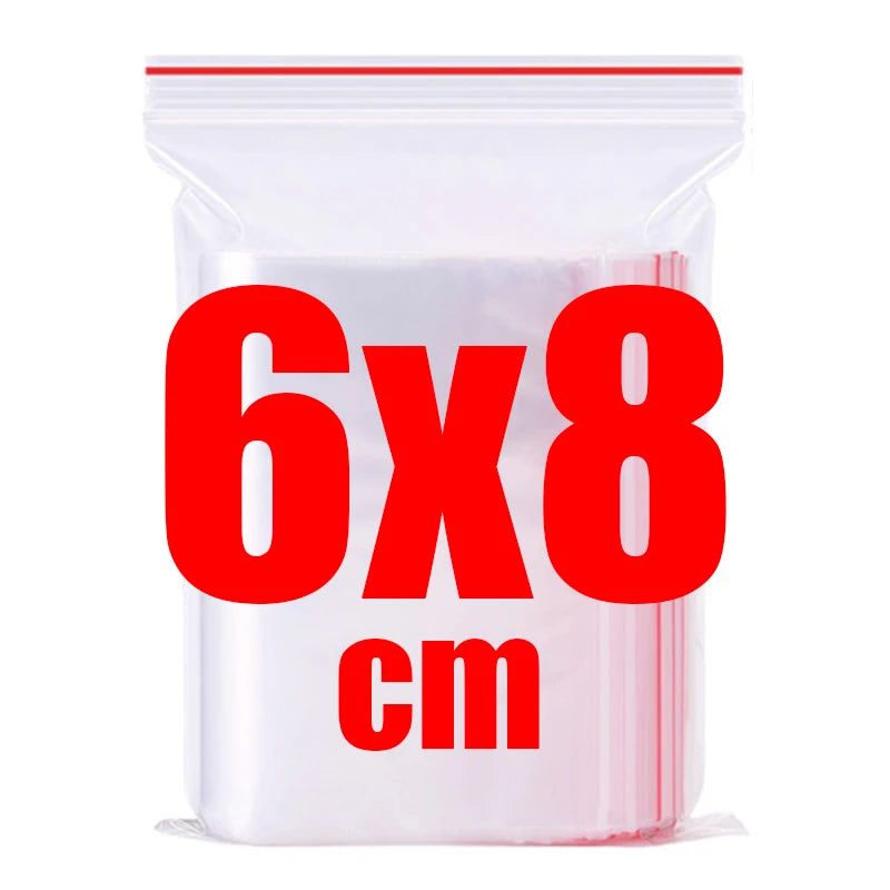 500/100pcs Self Sealed Bags Plastic Storage Bag for Jewelry Food Pills Transparent Zipper Storage Bag Package Pouches