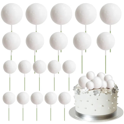 20Pcs Colorful Balls Cake Topper Mini Balloons Cupcake Insert Sticks for Wedding Birthday Party Cake DIY Decoration Baby Show