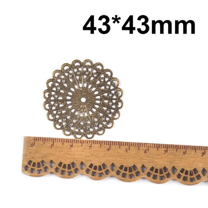 Round Flowers Filigree Wraps Connectors Metal Crafts Supplies For DIY Jewelry Accessories Findings Making Scrapbook Home Deco