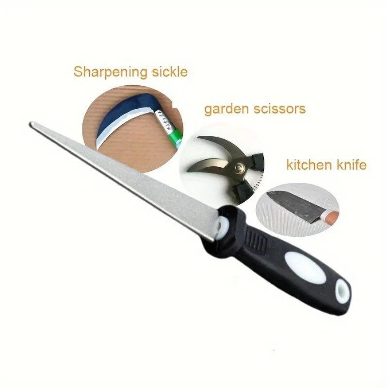 Diamond sharpening stone with one stone and two birds, double-sided flat and curved design, easy to grip handle