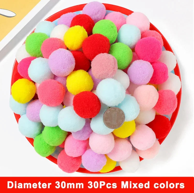 8-30mm Pom poms Multi-Colored Pompoms Soft Fluffy Puff Pompom Balls for Kid DIY Creative Craft Wedding Decor Sewing Supplies 