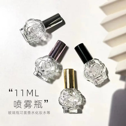 Perfume Bottle 10ML Glass Spray Mini Rose Shape Bottle Empty Cosmetic Alcohol Container Mist Atomizer Travel Simple Sprayer