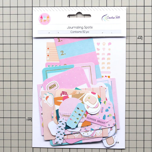 Creative Path 52pcs Journaling Spots Scrapbooking Paper Diecut Shapes Decorative Die Cuts Ephemera For DIY Planner Card Makin