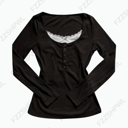 Goth Aesthetic Y2K Vintage Women's Long Sleeve Shirt Sexy Slim Fit Chic Button-Down Solid Color Crop Tops Grunge Punk Streetw