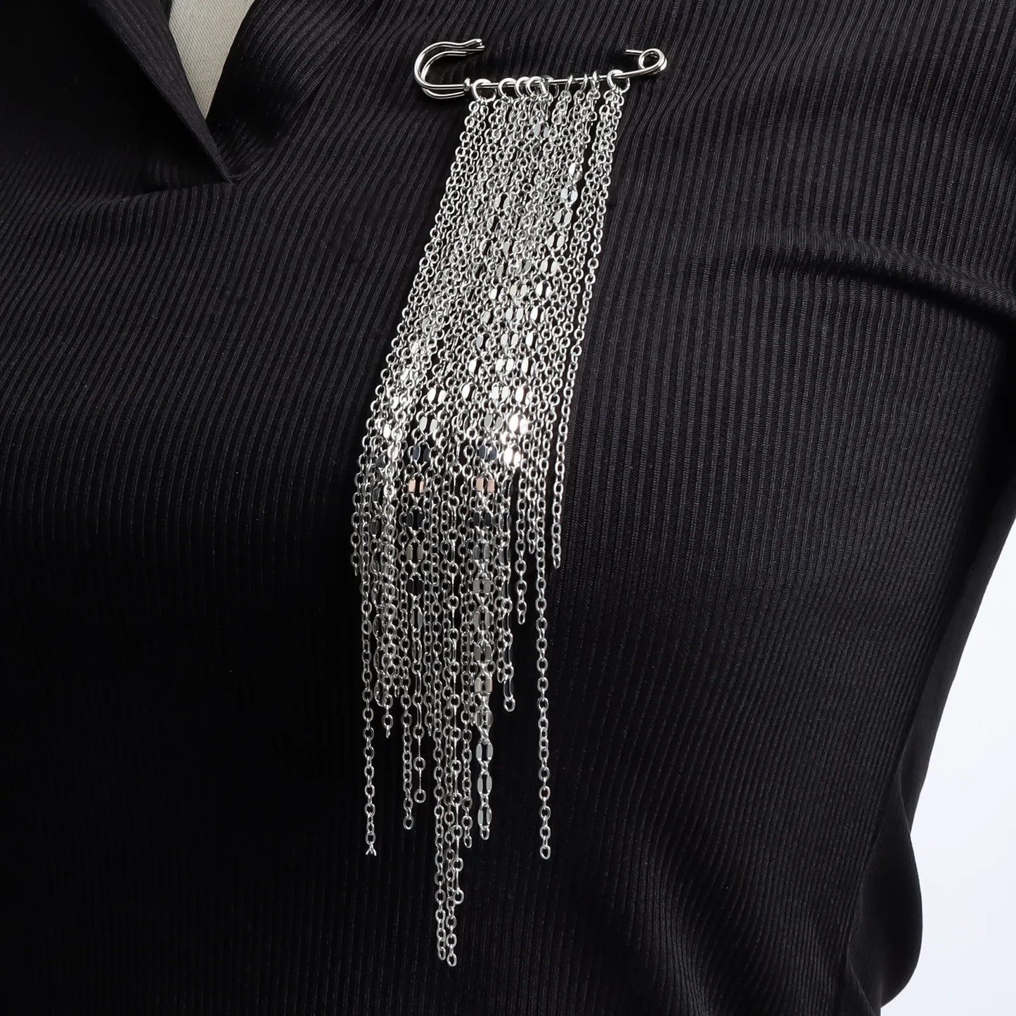 Accessory Personalized Suit Anti-Flash Bead Necklace Pin Hanging Ornament Ins Waterproof Crystal Tassel Chain Brooch - ZW2092