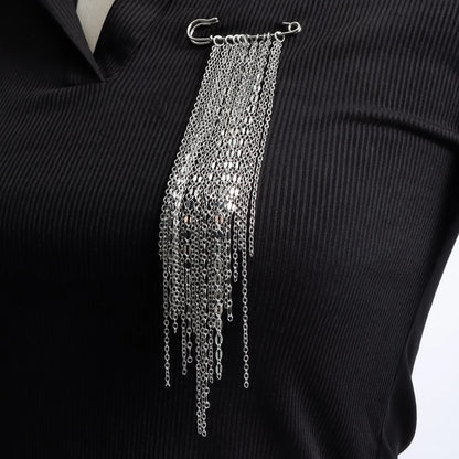 Accessory Personalized Suit Anti-Flash Bead Necklace Pin Hanging Ornament Ins Waterproof Crystal Tassel Chain Brooch - ZW2092