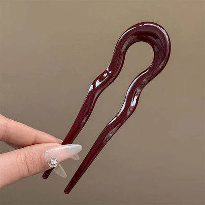 U-Shaped Hair Fork Fashion Tortoiseshell Acetate Hairpin Geometric Design Headwear Hair Sticks Women Girls
