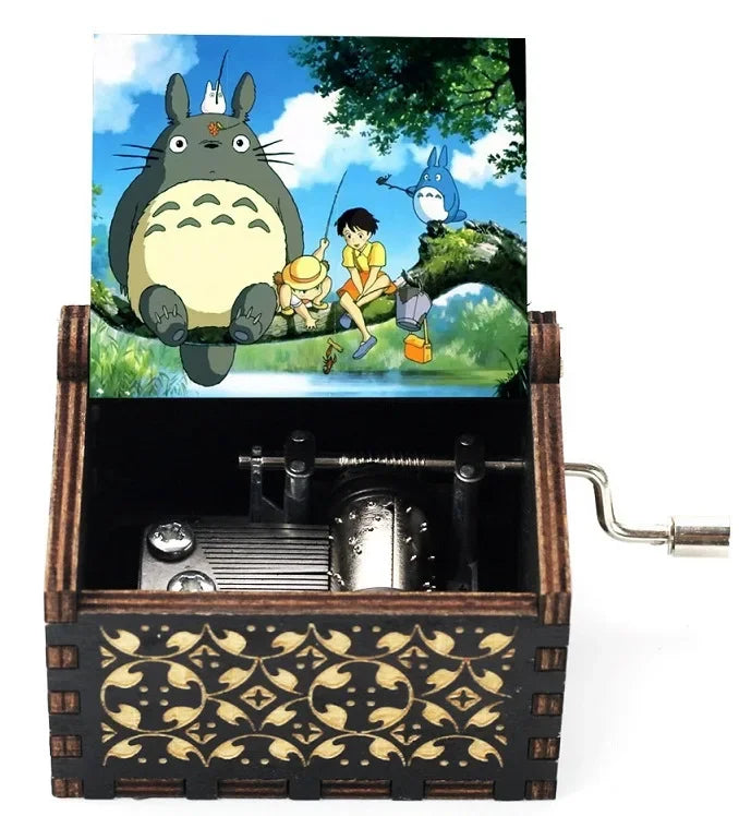 2025 HOT NEW GOOD toy Wooden painted music box, Totoro music gift, ornament, light luxury wooden hand cranked music box