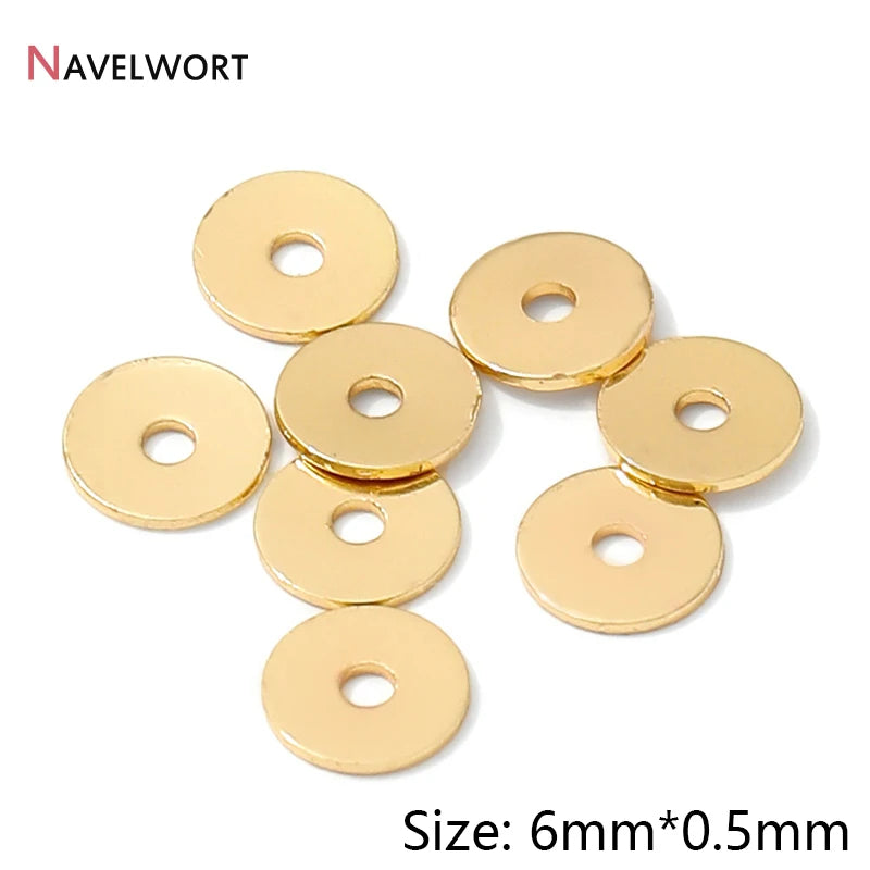 14K Gold Plated Oval Stripe Spacer Beads,Beads Separator,Brass Metal Flat Spacer Beads For Bracelet Necklace Making Accessori
