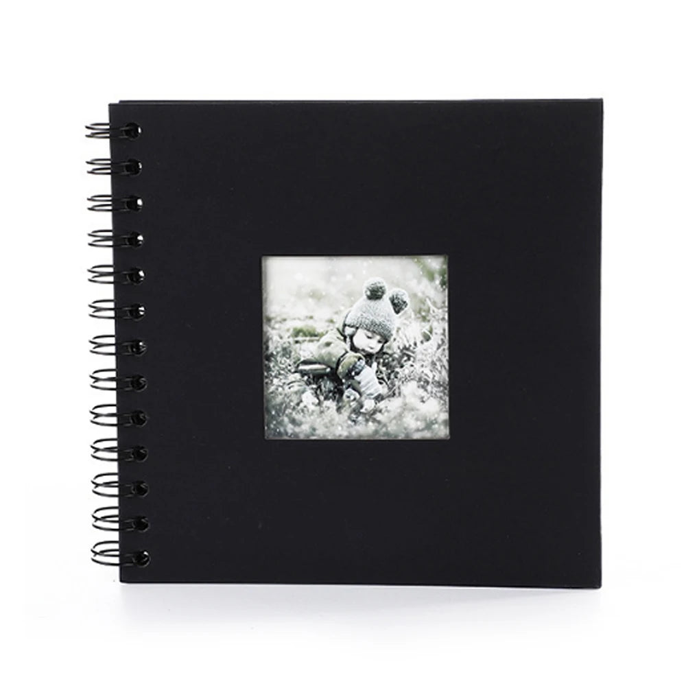 Scrapbook Photo Album Memory Book Paper for Travel Wedding Anniversary Christmas Gifts Baby Shower Memories - Black