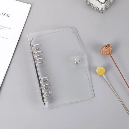Transparent Color Plastic Clip File Folder A5/A6 Loose Leaf Ring Binder Planner Agenda School Office Supplies Glitter Station