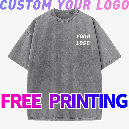Custom T-shirt free print logo images vintage wash design tees pure cotton cultural shirts men's women's batik wax print Fabr
