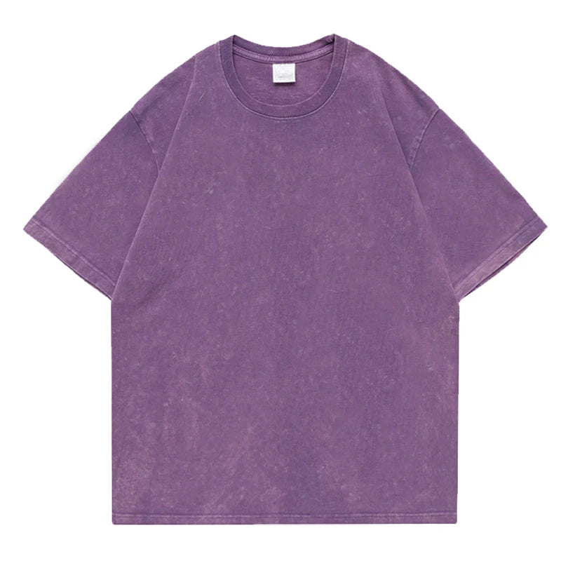 Men's Washed Vintage T-Shirts Street Hip Hop Retro Punk T Shirt Women Harajuku Casual Cotton Short Sleeve Acid Wash TShirts T