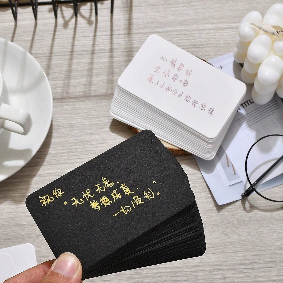 100Pcs Blank Cards 9x5.5cm Thick Cardstock Business Gift Cards Message Note Cards School Supplies White Black
