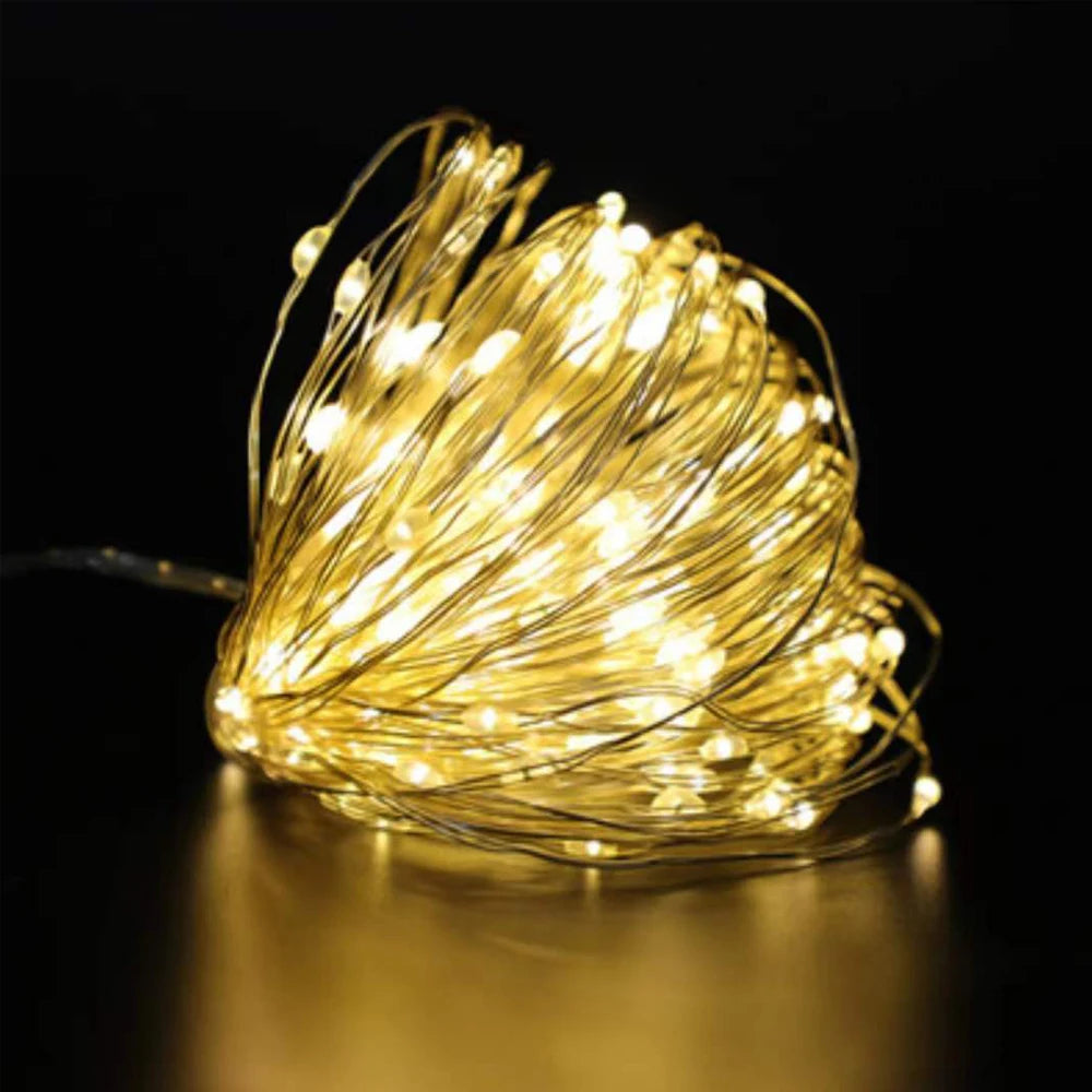 Led Copper Wire Fairy Lights Waterproof LED String Lights Battery Operated DIY Wedding Party Christmas Decoration Garland - W