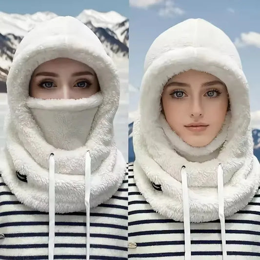 Warm Thermal Windproof Balaclava Ski Hood Motorcycle Face Cover Polar Fleece Adjustable Cycling Neck Cover Full Face Mask Win