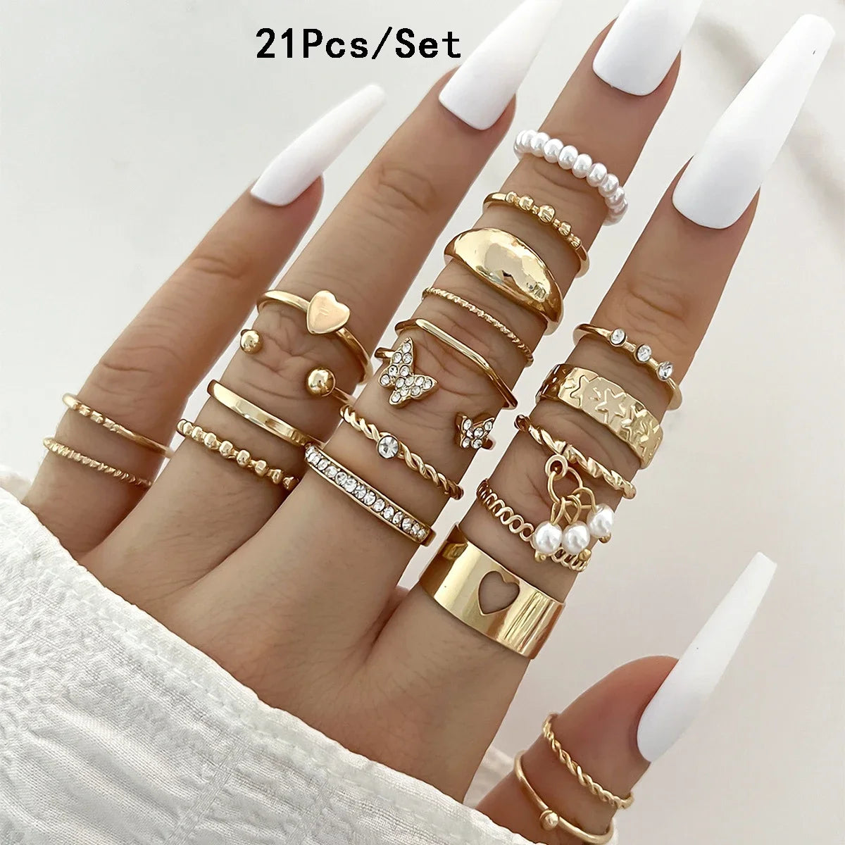 30Pcs Bohemian Geometric Knuckle Rings Set For Women Gold Silver Color Finger Ring Girls Fashion Party Jewelry Accessories - 