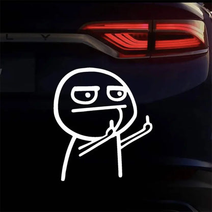 Motorcycle Car Cartoon Funny Middle Finger Reflective Vinyl Car Sticker Bicycle Decal Styling Decor Exterior Accessories