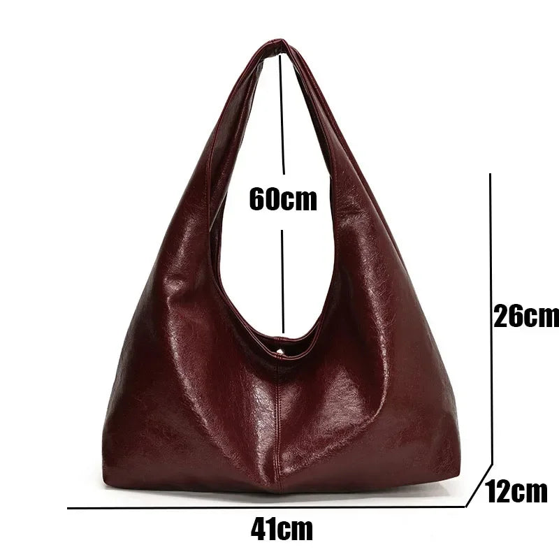 Large Capacity PU Leather Hobo Underarm Bags Autumn Winter Shoulder Bag for Women 2026 New Trend Y2K Handbags and Purses Tote