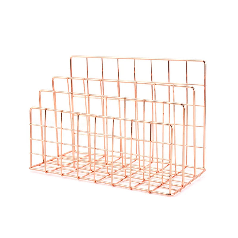 Ins Minimalist Iron Desktop Storage Rack Organizer Table Organizing Rack Document Book Rack Desk Multi-functional Storage Rac