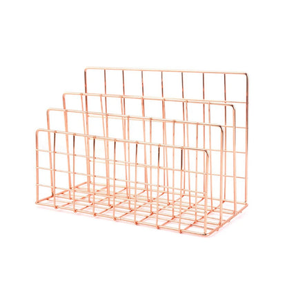 Ins Minimalist Iron Desktop Storage Rack Organizer Table Organizing Rack Document Book Rack Desk Multi-functional Storage Rac
