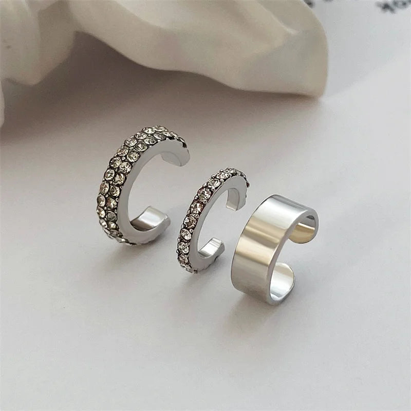 Silver Color Leaves Clip Earrings for Women Men Creative Simple C Ear Cuff Non-Piercing Ear Ear Clip Set Trend Jewelry Gift -