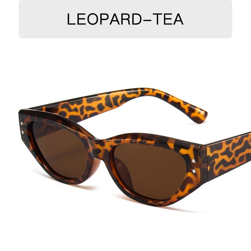 Retro Cat Eye Sunglasses Women Vintage Small Eyewear Women Men Rivet Sun Glasses Female Eyewear UV400