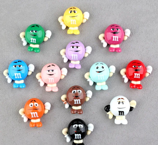 20pcs/lot Kawaii Funny M Beans Flatback Resin Cabochon Scrapbooking Crafts Fit Phone Deco Parts DIY Hair Bows Accessories