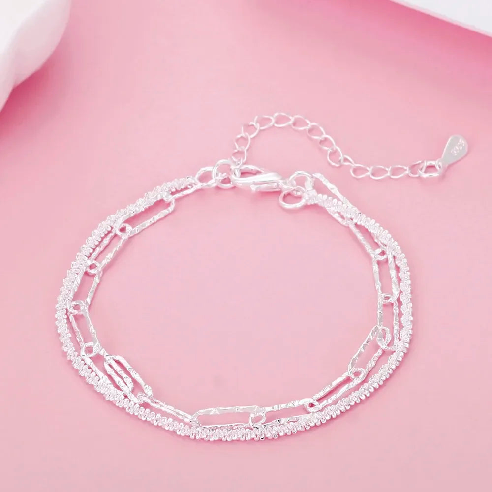 Fine Noble 925 Sterling Silver Solid Chain Bracelet For Women Men Charm Party Gift Wedding party Fashion Jewelry