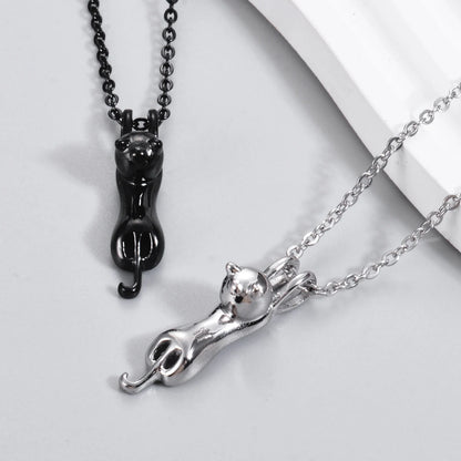 Pet Cremation Jewelry for Ashes Memorial Pendant Black Cat Animal Stainless Steel Urn Necklace Women Men Keepsake