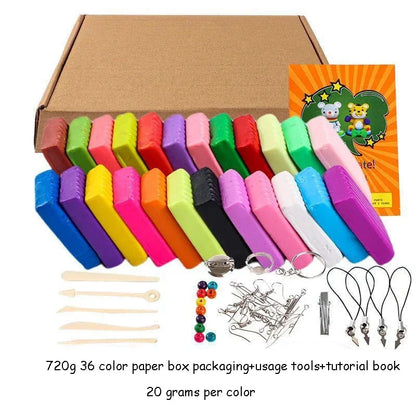 Embroidery Kit, Beginner DIY Craft Kit for Kids, Polymer Clay Modeling Kit, 24 Colors with Sculpting Tools, Fun Hand Crafting