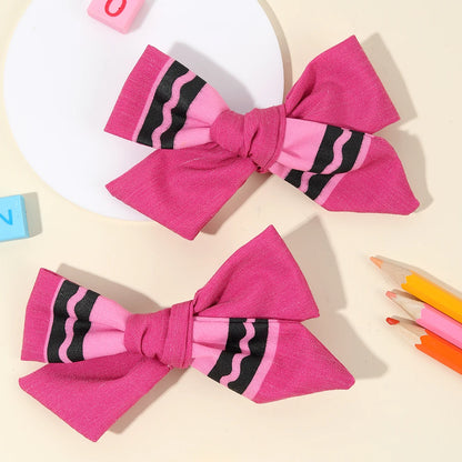 2Pcs Pencil Bow Hair Clips Cute Hairpins Kawaii Back To School Barrette For Girls Children Kids Headdress Headwear Accessorie