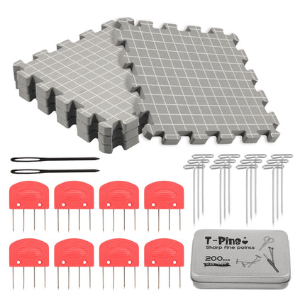 Foam Thick Blocking Boards Kit with Grids Blocking Mat and T-Pins Easy to Install Handmade Knitting And Crochet Accessories -