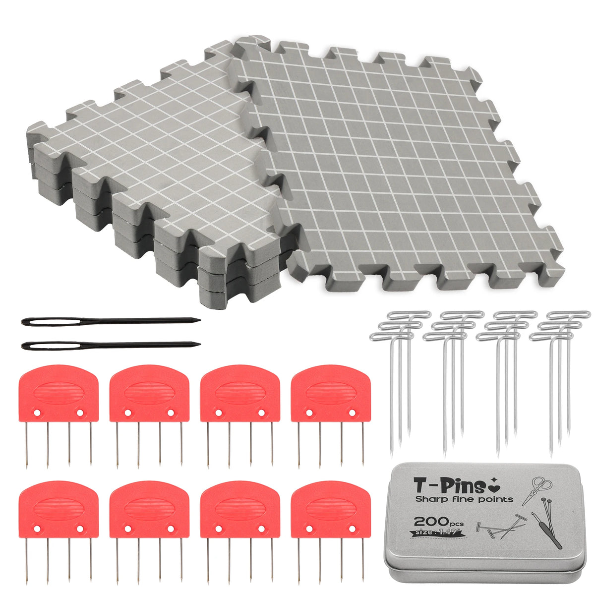 Foam Thick Blocking Boards Kit with Grids Blocking Mat and T-Pins Easy to Install Handmade Knitting And Crochet Accessories