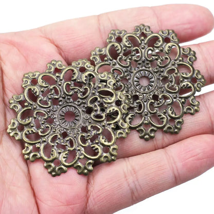 Pendants Wraps Metal Crafts Connectors Rose Flower Filigree Flower For Embellishments Scrapbooking Jewelry DIY Accessories