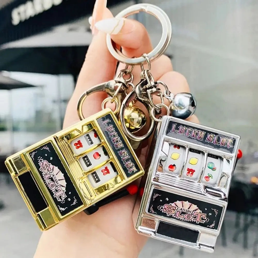 Mini Gambling Slot Machine Key Chains Creative Arcade Pocket Fruit Lucky Jackpot Gadget Antistress Toy Funny Games Keychain R