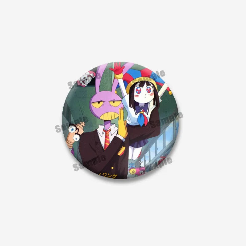 Creative Funny P-Pomni Enamel Pins Cute Cartoon Character Round Brooch DIY Backpack Jacket Collar Badge Jewelry Gifts for Fri