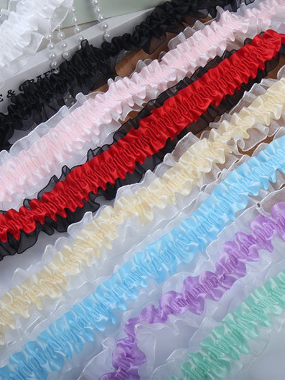 New 4cm Wide Pleated Lace Fabric Ita Bag Decorative Cute Lolita DIY Sewing Satin Ruffle Trim Ruffle Applique Clothes Bag Deco