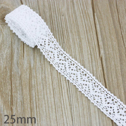 Lace Ribbon Trim, White Beige Cotton Embroidered Ribbon, 5 Meter Sewing Fabric, DIY Craft Materials, Elegant Lace for Gift Wr
