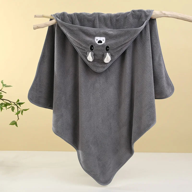 Cute Bath Towel for Baby Soft Absorbent Towel Newborn Swaddle Wrap Baby Blankets for Girls Boys - gray
