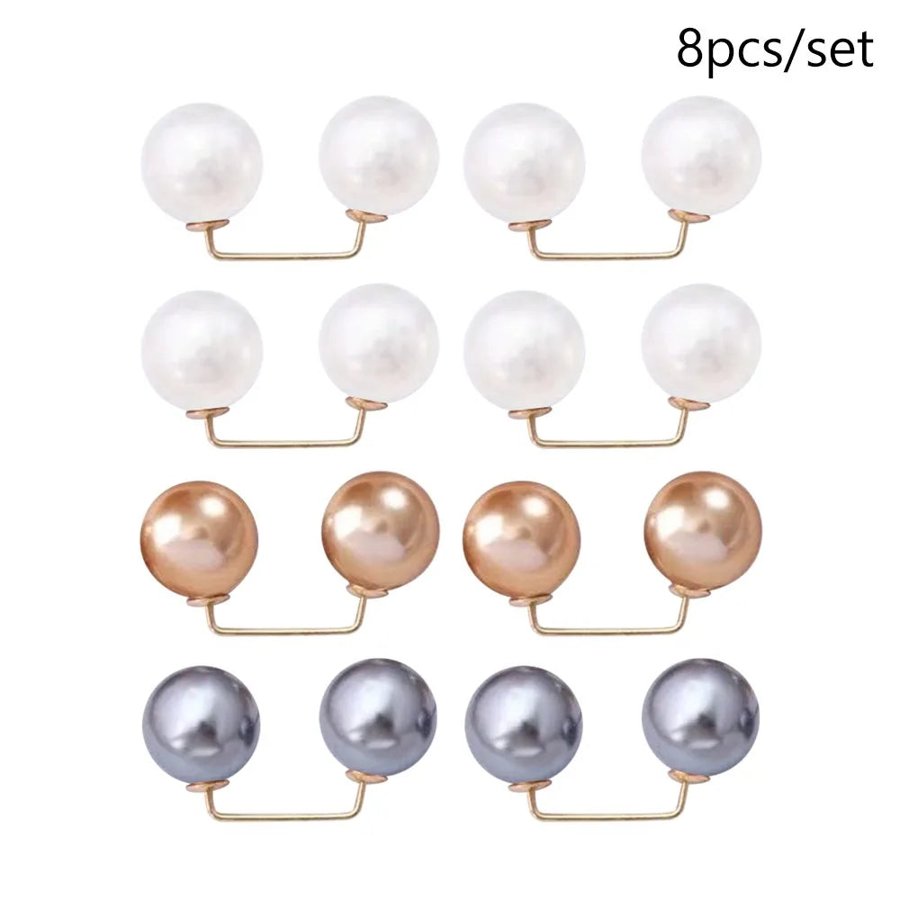 3/6/8Pcs Clothing Accessories Pearl Brooch Detachable Double Head Pin Waist Clip Jewelry Accessory Multifunctional Pants Pin