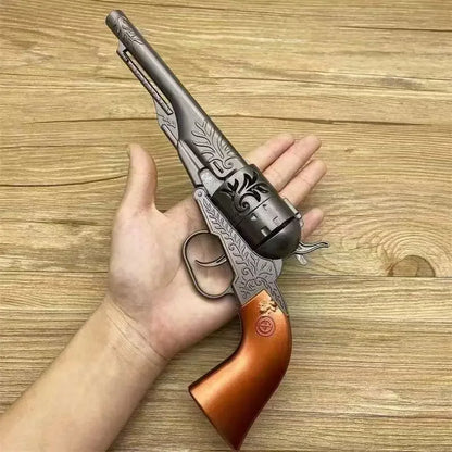 Metal Western Cowboy Revolver Non-Firing Model, Vintage Design, Collectible, Not A Real - Grey