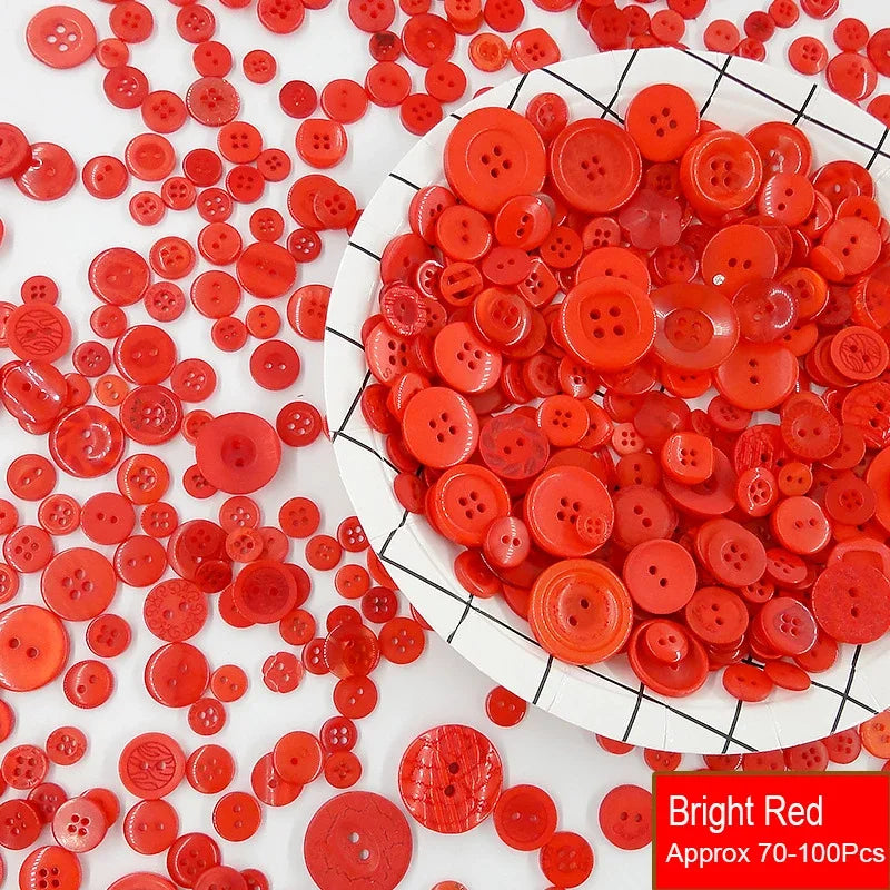 50g/Pack Mix Size Mix color Resin Button 1-3cm Sewing Buttons For Scrapbook Crafts DIY Handmade Sewing Accessories - Bright r