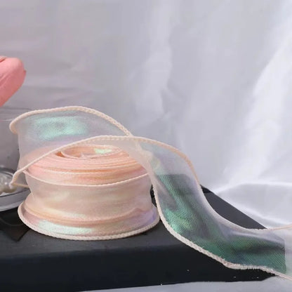 1PC 10 Yards Fishtail Yarn Ribbons 2.5cm Wave Edge Pleated Gifts Packaging Material Gift Wrapping Bouquets Chiffon Ribbon - 4