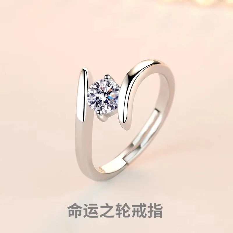 925 Sterling Silver Ring Simple Generous Zircon luxury For Women Rings Wedding Fine Jewelry Accessories Party Gift