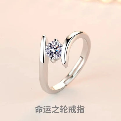 925 Sterling Silver Ring Simple Generous Zircon luxury For Women Rings Wedding Fine Jewelry Accessories Party Gift