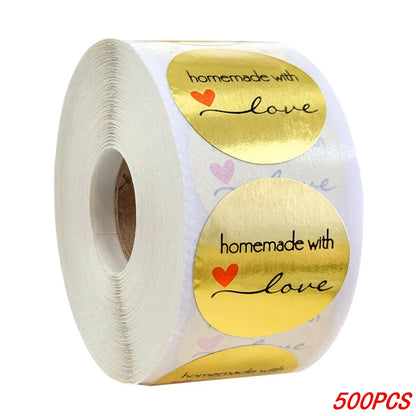 100-500pcs 1inch Vintage Kraft Paper Handmade With Love Stickers for Package Thank You Stationery Adhesive Labels Baking Seal